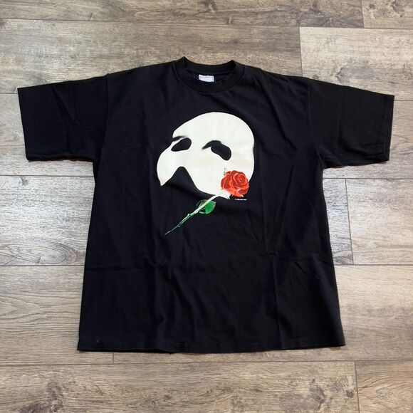 Vintage 80s All Sport Phantom of the Opera Black Tee USA Made Single Stitch XL - Picture 1 of 8